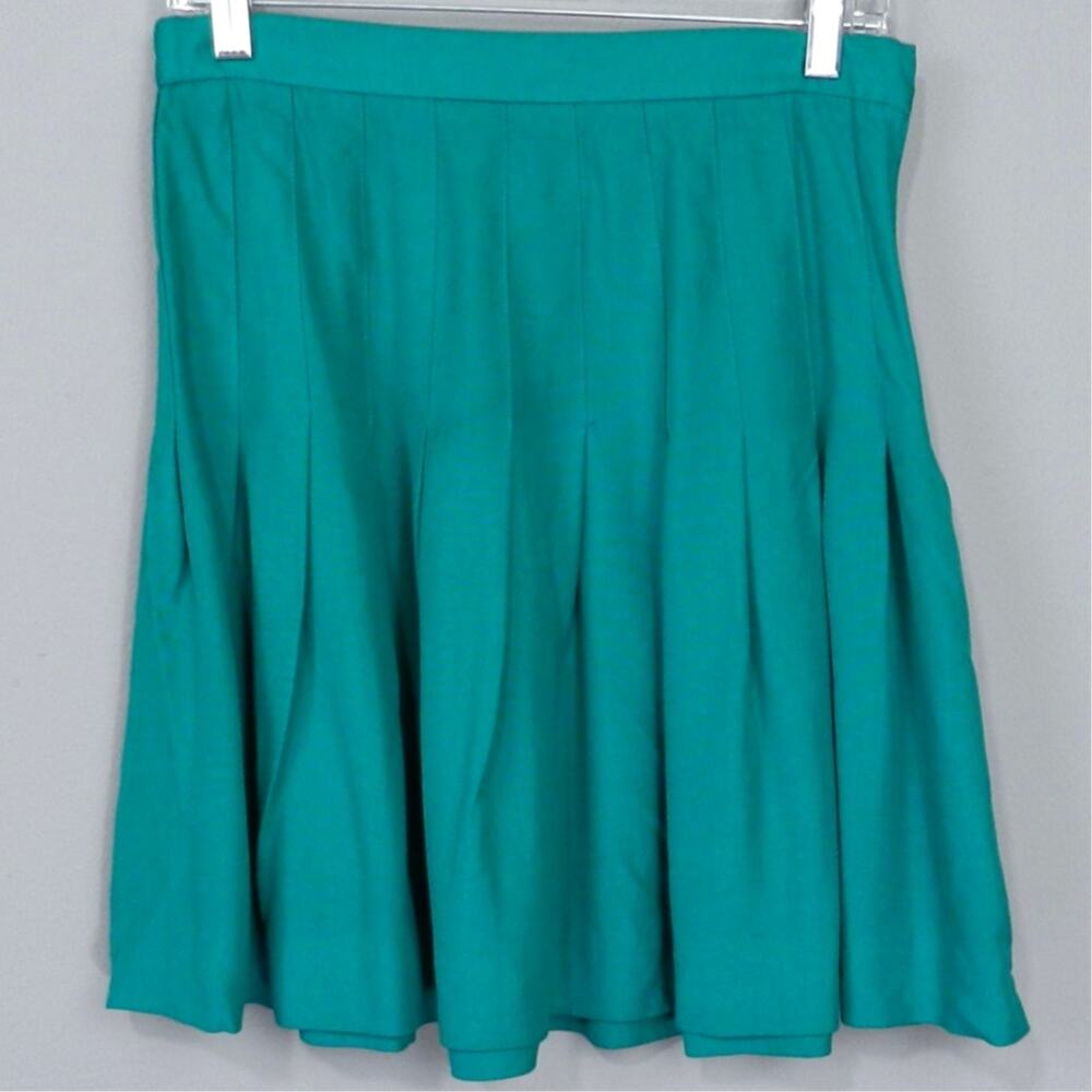 Vintage 90s Talbots Pleated Teal Green Tennis Skirt Size 12 Petite 12P A Line